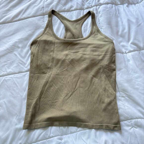 DSG Performance Womens Size XL Seamless Support Tank Top Tan Beige Built In Bra - Picture 1 of 7